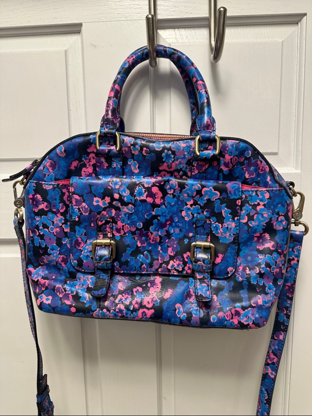 Boden Floral Satchel - Blue & Pink - Picture 2 of 13